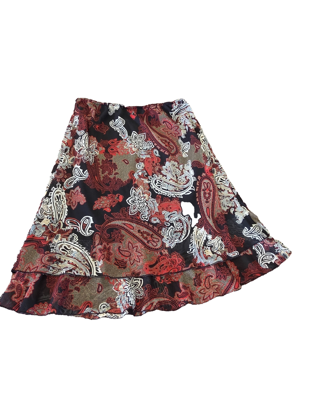 Black & Red Paisley A-Line Skirt